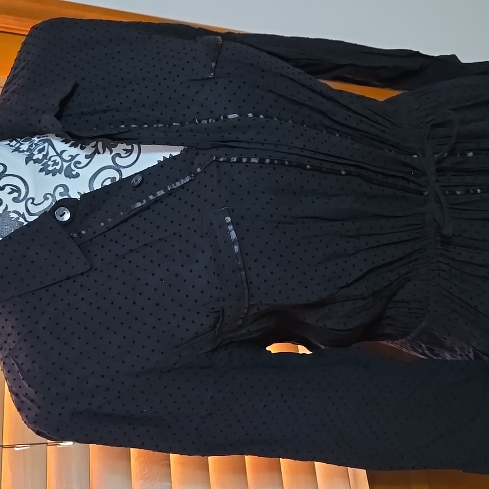 Love Hanna little black dot button down dress in small